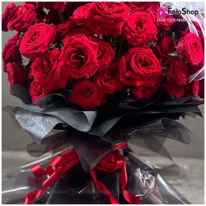 Bó hoa hồng Ecuador màu đỏ BHHD50B
