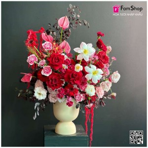 Bình hoa tone đỏ BHTD