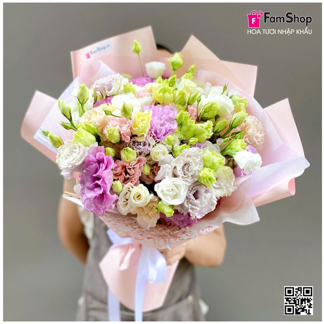 Bó hoa cát tường tím trắng HCTT1