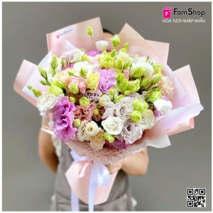 Bó hoa cát tường màu tím trắng HCTT1