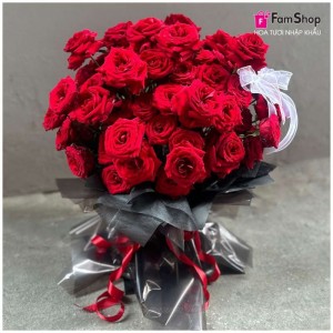 Bó hoa hồng Ecuador màu đỏ BHHD50B