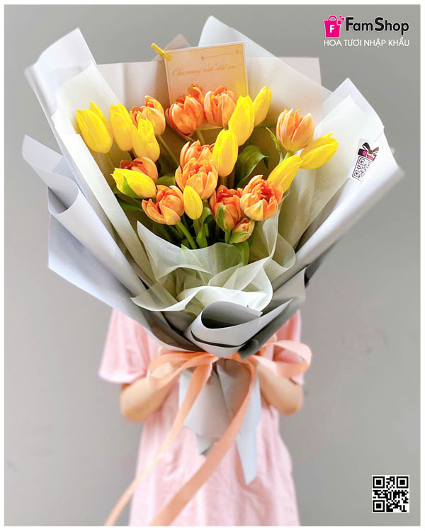 Bó hoa tulip vàng cam 20 bông BHTLVC20