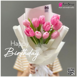 Bó hoa tulip hồng tặng sinh nhật HSNTLH