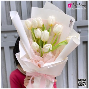 Bó hoa tulip trắng 10 bông BTLT10B