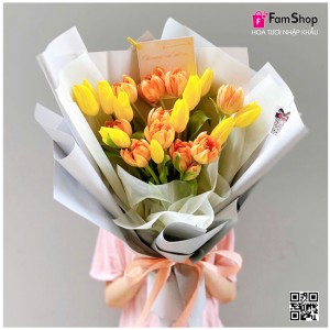 Bó hoa tulip vàng cam 20 bông BHTLVC20